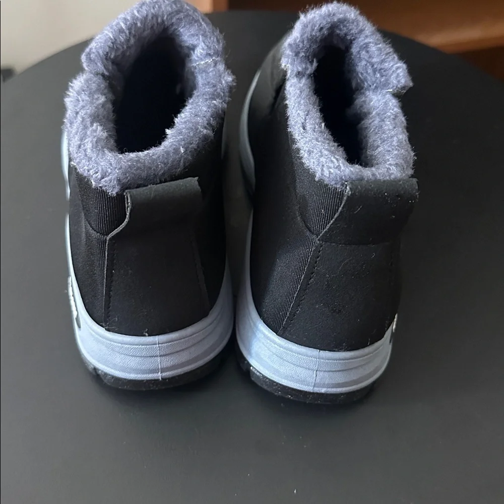 Black Slip-On Shoes with Gray Lining